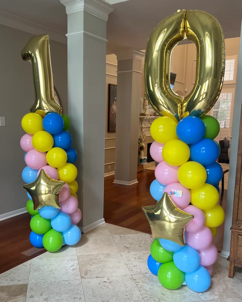 Column of Balloons with Numbers